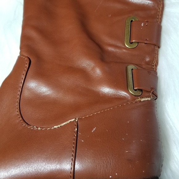 Justfab Dark Tan Over Ankle Boots - Picture 4 of 8
